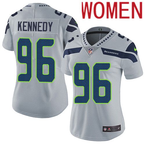 Women Seattle Seahawks #96 Cortez Kennedy Nike Gray Vapor Limited NFL Jersey